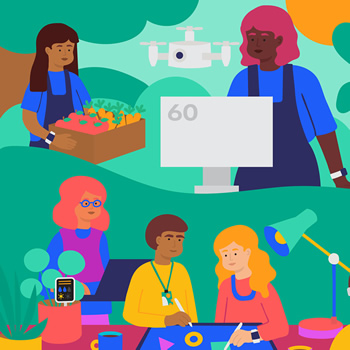 Illustration of people working